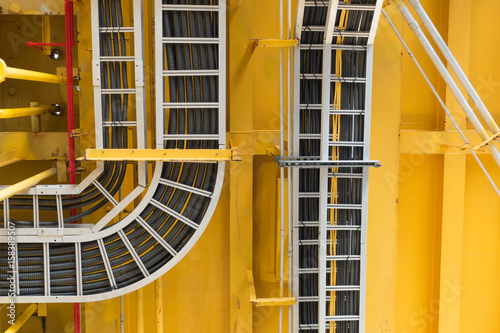 Cable tray with electrical wiring arrange on ceiling at offshore platform