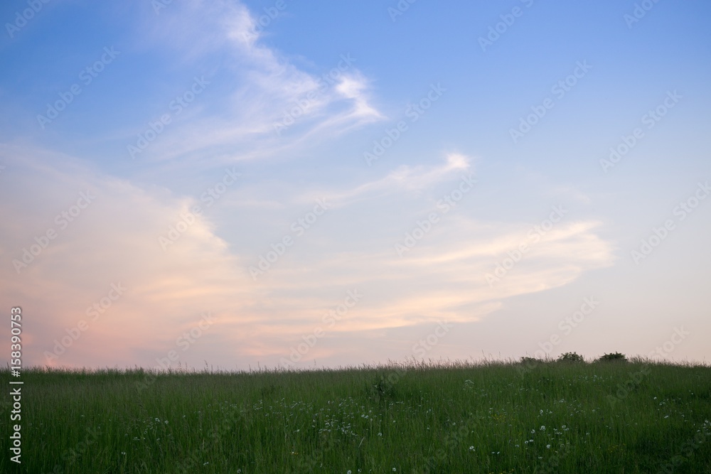 Sunrise and sunset over the hills and town. Slovakia