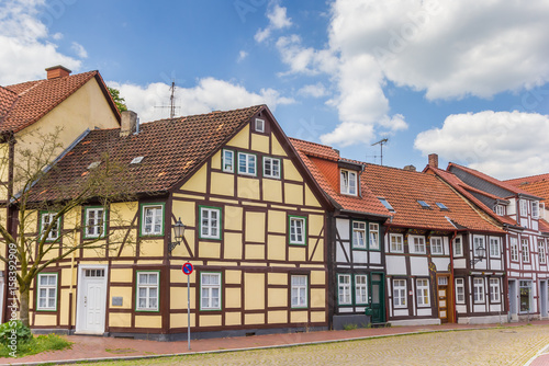 Colorful half-timbered houses in the historic center of Hameln