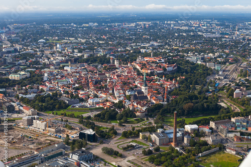 TALLINN, ESTONIA - AUGUST 15, 2016: Scenic summer aerial shot of the Old Town