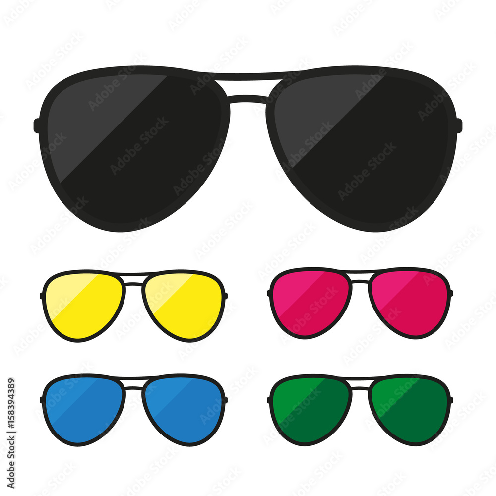 A set of glasses with colored lenses
