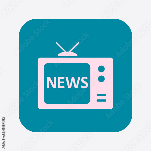News reporter on tv. Flat design style. Mass media symbol. 