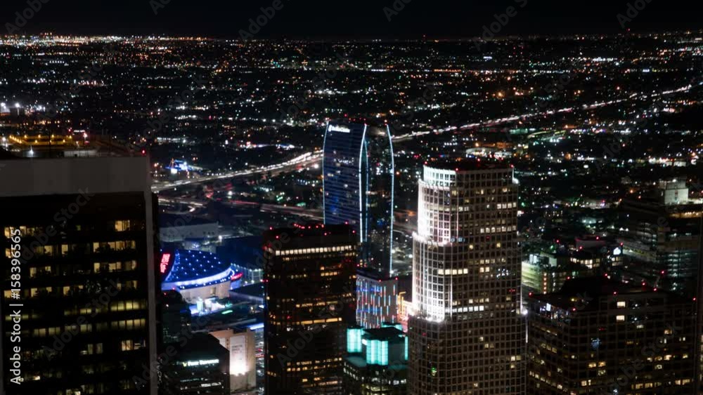 Aerial Time Lapse of Los Angeles Downtown 11 Skyscrapers and Traffic Aerial Time Lapse of Los Angeles Downtown 11 Skyscrapers and Traffic