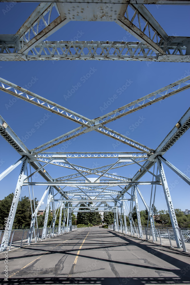 Steel beams of a bridge.