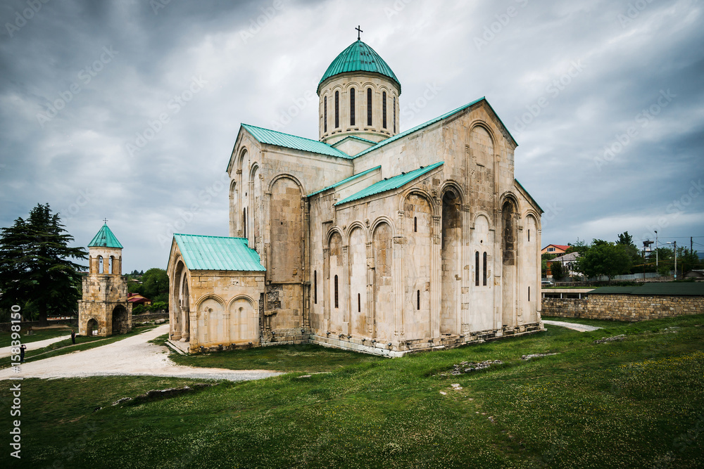 Bagrati Cathedral in Georgia. Famous touristic landmark. A World Heritage site by UNESCO. Georgian monumental architecture.
