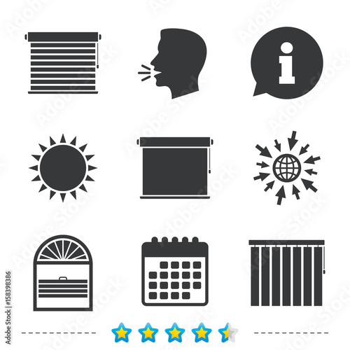 Louvers icons. Plisse, vertical and rolls.