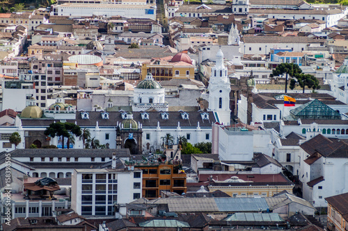 Church Santo Domingo on Plaza Santo Domingo square in old town of Quito, Ecuador
