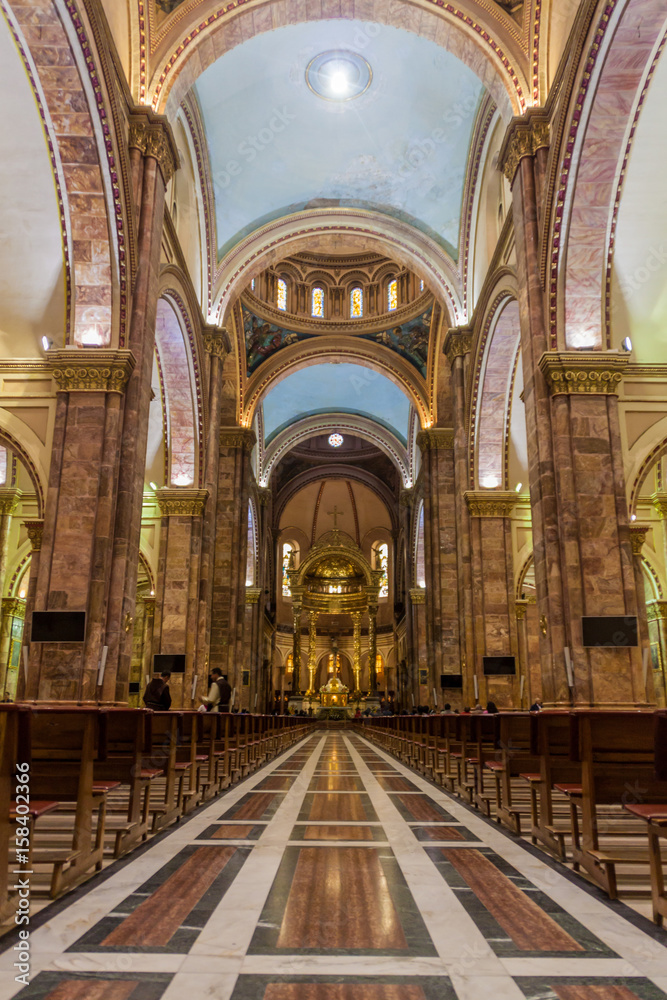 CUENCA, ECUADOR - JUNE 17, 2015: Interior of New Cathedral (Catedral de la Inmaculada Concepcion), Cuenca, Ecuador