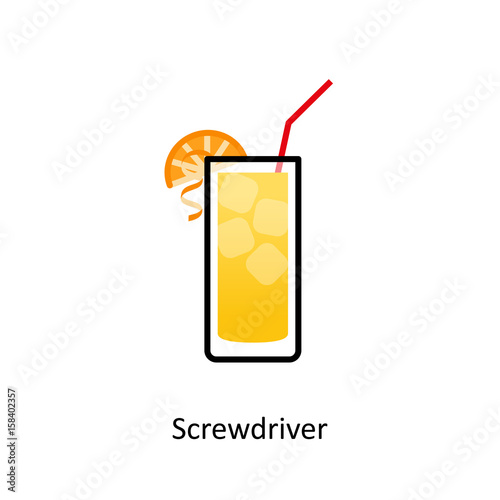 Screwdriver cocktail icon in flat style