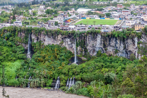 Soccer field in Banos de Agua Santa, popular tourist destination in Ecuador