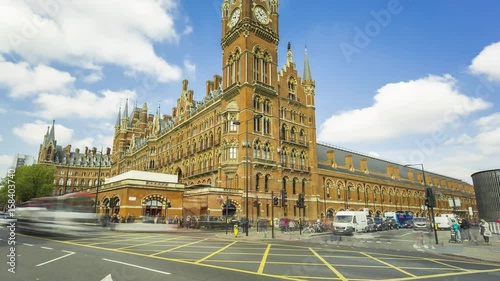St Saint Pancras station, London, england, UK, Timelapse - April 2017 - camera move photo