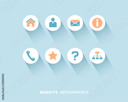 Website info-graphic with flat icons set