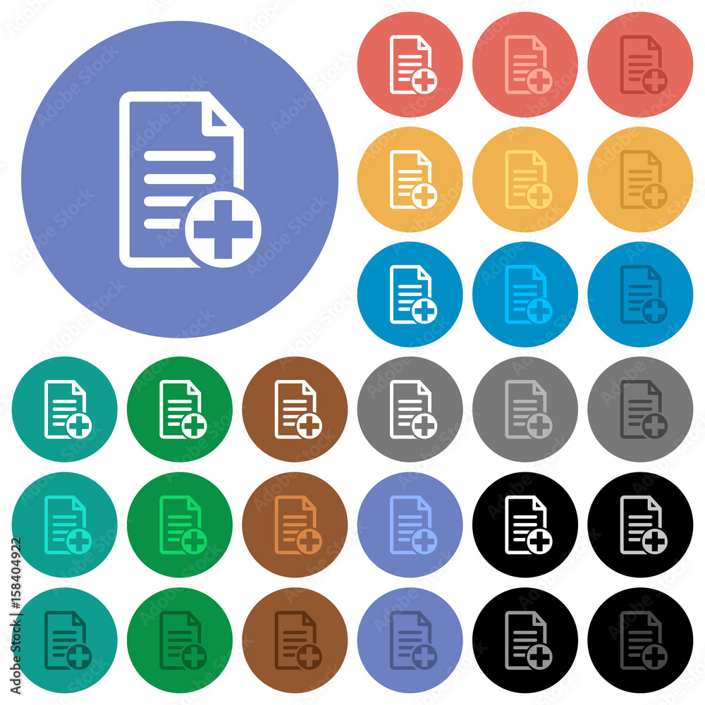 Add new document round flat multi colored icons Add new document round flat multi colored icons