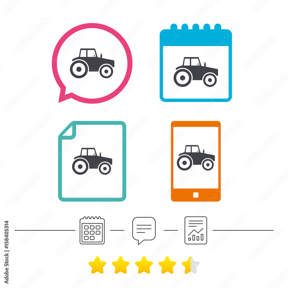 Tractor sign icon. Agricultural industry symbol. Tractor sign icon. Agricultural industry symbol.