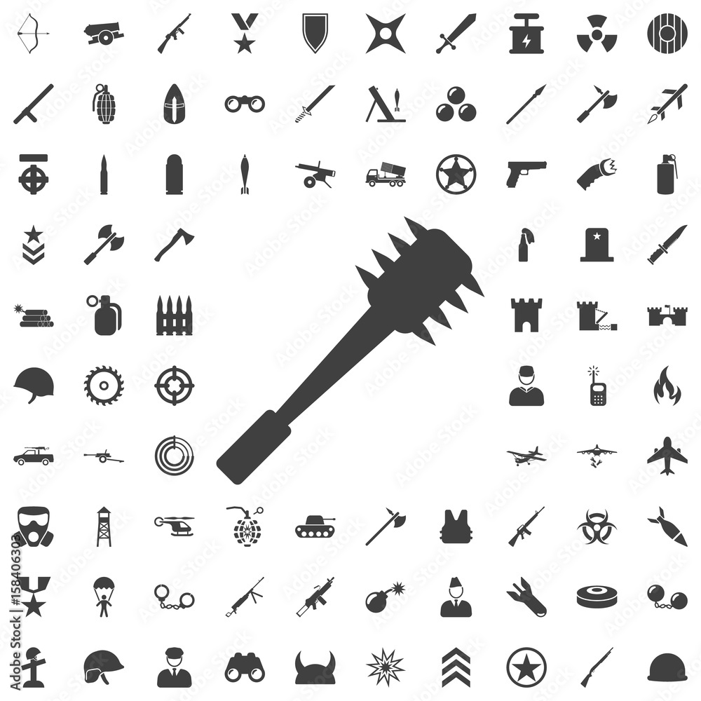 Spiked cudgel club weapon flat icon