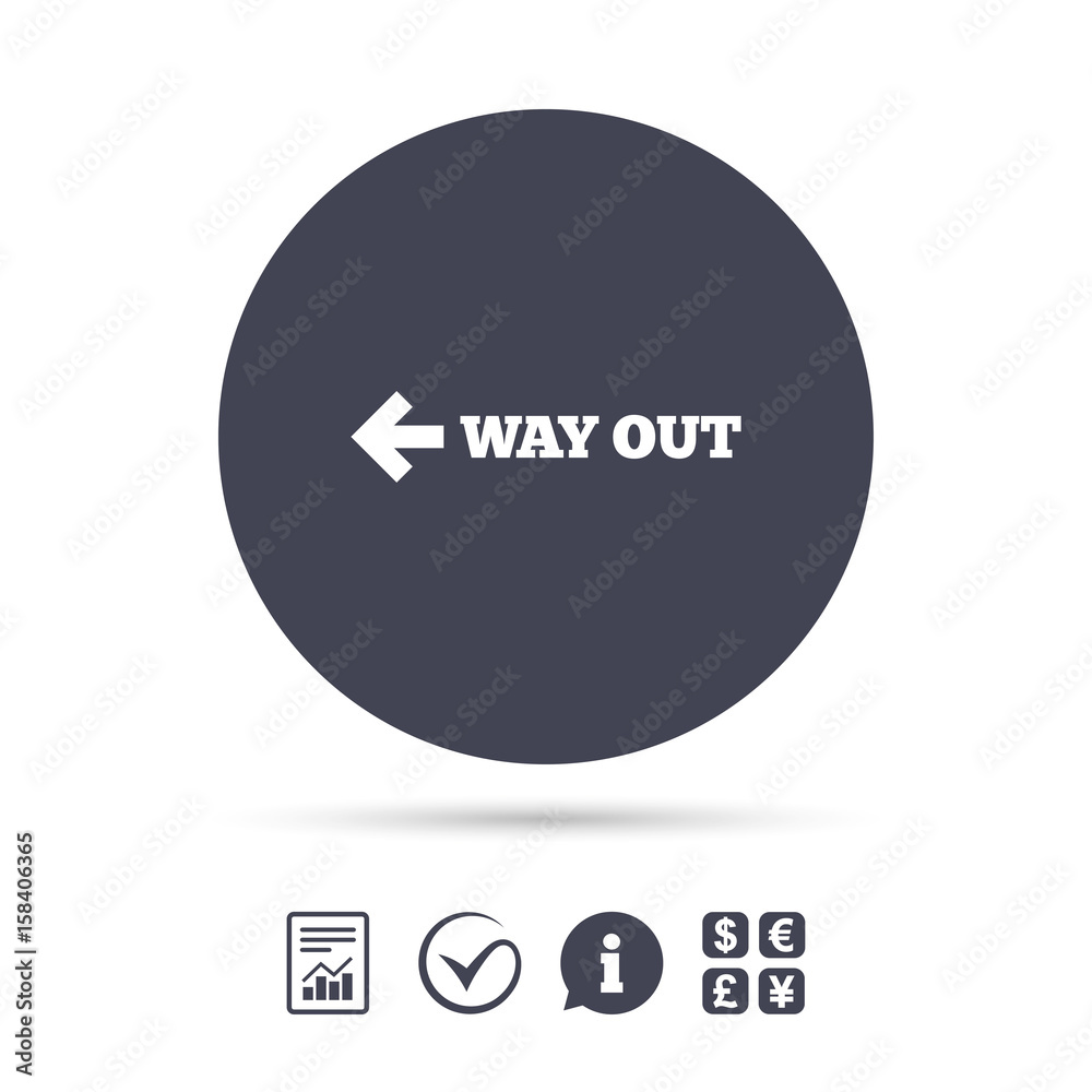 Way out left sign icon. Arrow symbol.
