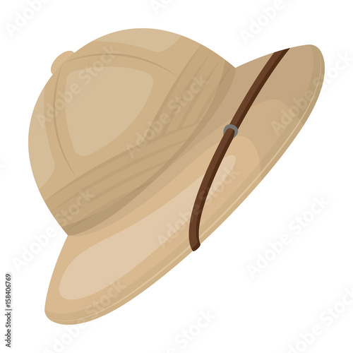Cork hat from the sun.African safari single icon in cartoon style vector symbol stock illustration web.