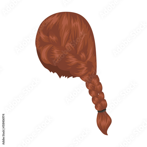 Red pigtail.Back hairstyle single icon in cartoon style vector symbol stock illustration web.