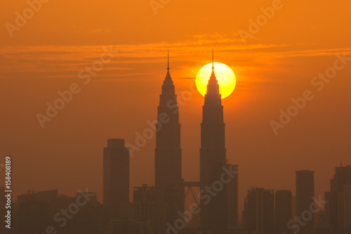 View of majestic sunset in downtown Kuala Lumpur  Malaysia
