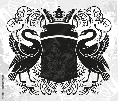 Decorative frame with crown and swan
