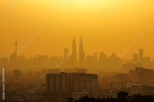 Photography Sunset view of downtown Kuala Lumpur, Malaysia
