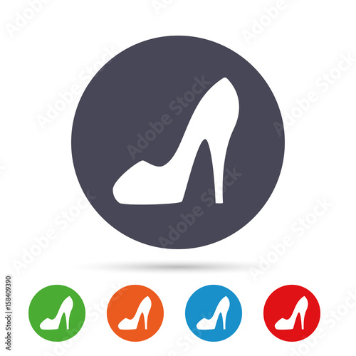 Women's shoe sign icon. High heels shoe.