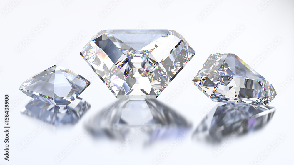 3D illustration three calf diamond stone 3D illustration three calf diamond stone