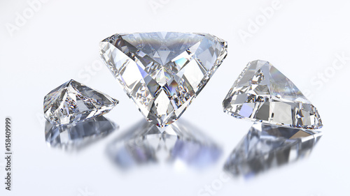 3D illustration three trillion straight diamond stone
