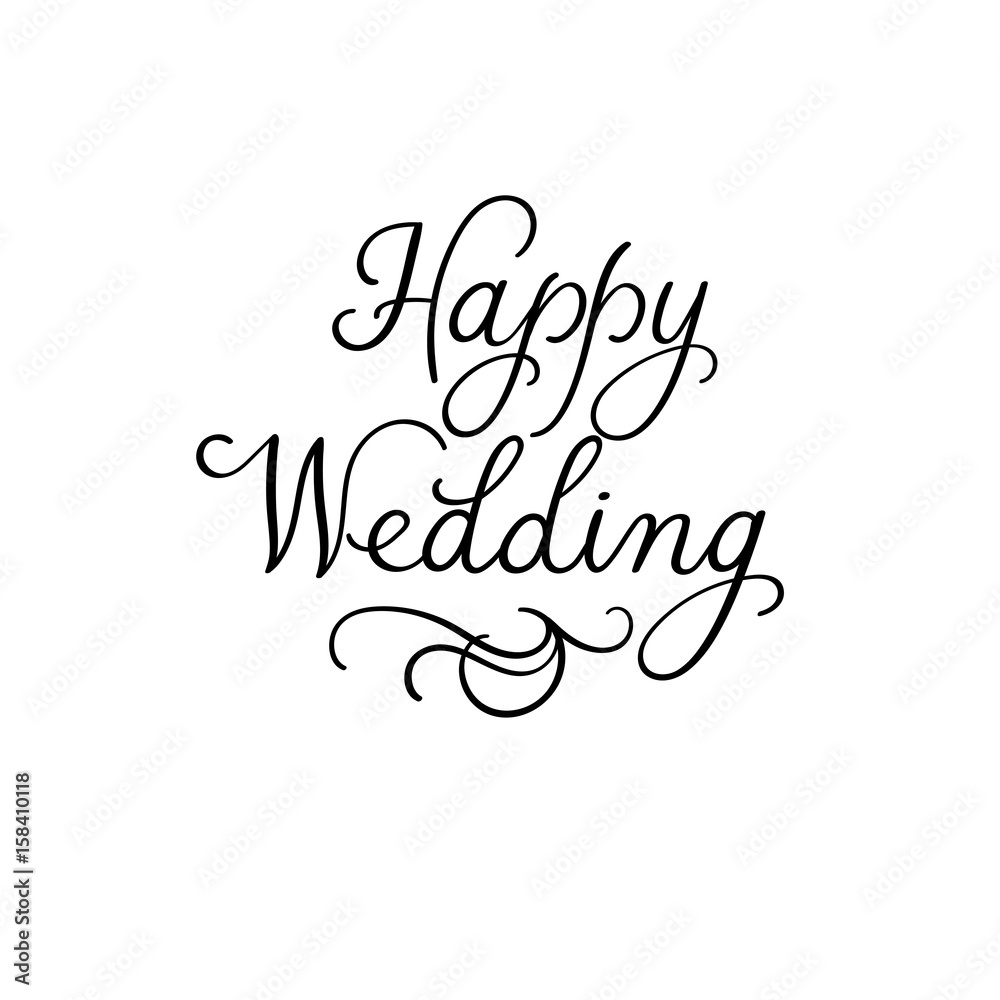Happy wedding modern calligraphy inscription. Wedding typography templates. Happy wedding modern calligraphy inscription. Wedding typography templates.