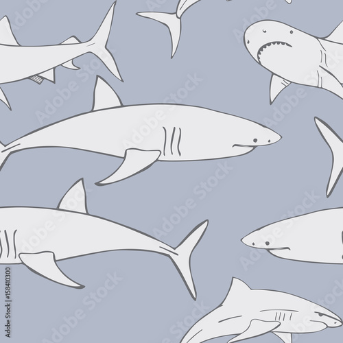 Sharks. Vector pattern.