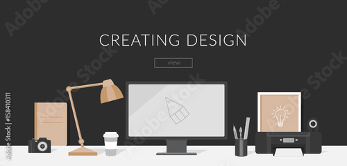Workplace of the designer and Illustrator.