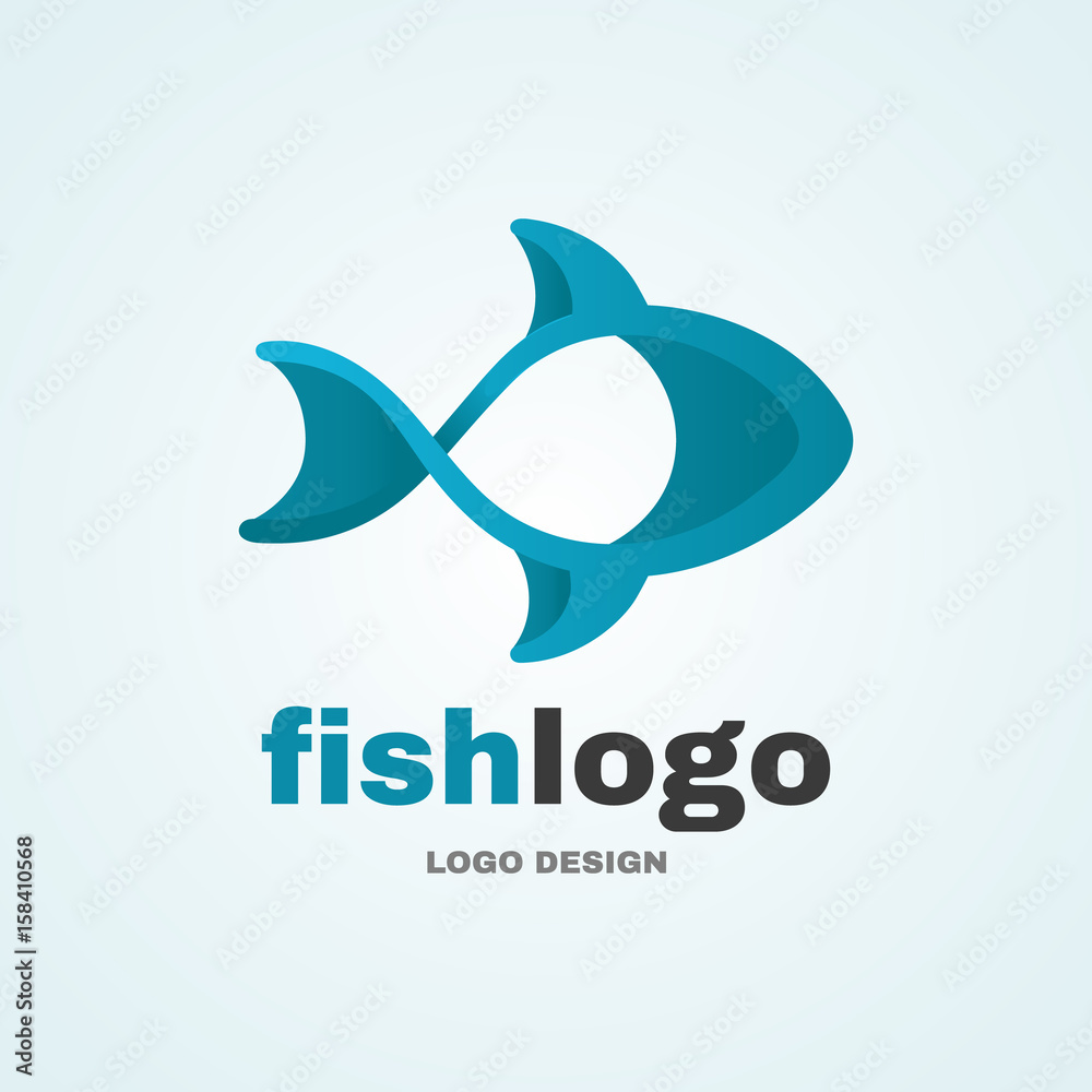 Sea fish abstract logo modern style logo. Isolated blue vector icon illustration Sea fish abstract logo modern style logo. Isolated blue vector icon illustration