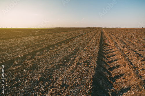 Agricultural landscape, arable crop field. Arable land is the land under temporary agricultural crops capable of being ploughed and used to grow crops.