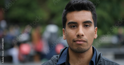 Young man in city face portrait