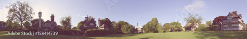 Blaise Hamlet Haze  Panoramic view over a hamlet of 9 rustic cottages showcasing John Nash s Picturesque style of architecture