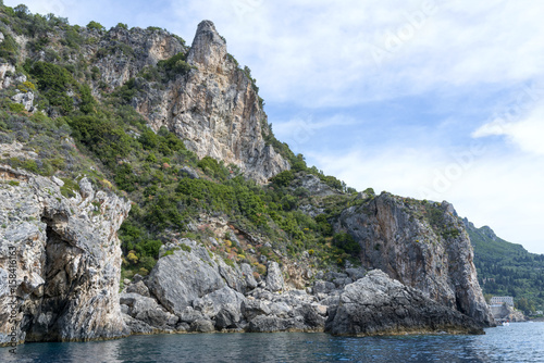 View of the Ionian Sea coast in Paleokastritsa resort. Corfu Island, Greece