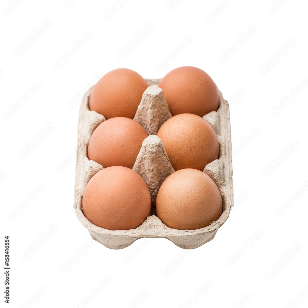 Organic Six Egg Carton Pack Isolated on White Organic Six Egg Carton Pack Isolated on White