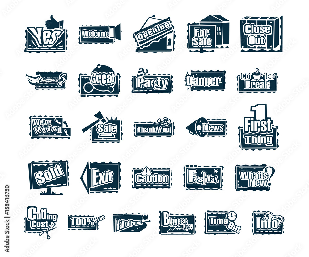 Obraz premium various advertising sign promotion paint brush typography . Collection set