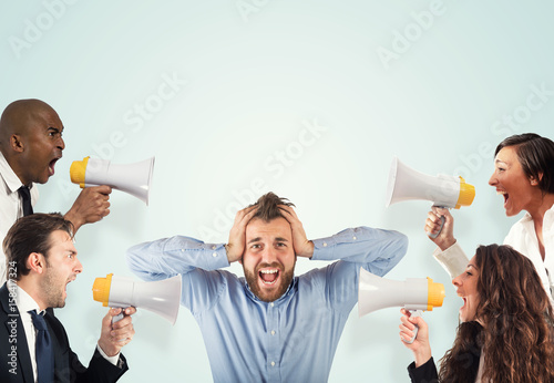 Konstfotografi Stress concept with screaming colleagues