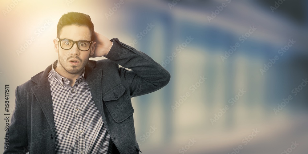 man with expression of surprise man with expression of surprise