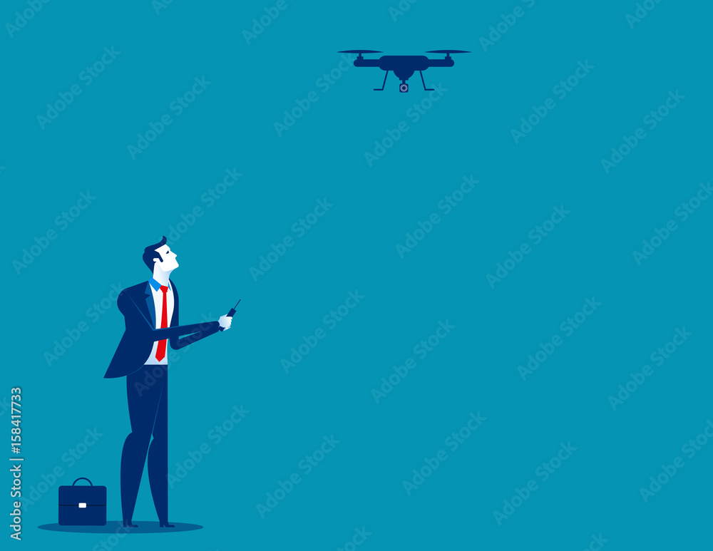 Business control drone flying. Concept business vector illustration. Business control drone flying. Concept business vector illustration.