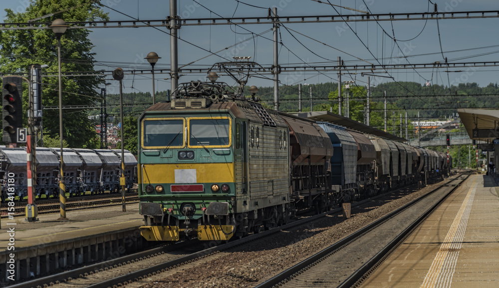 Green electric engine with cargo train