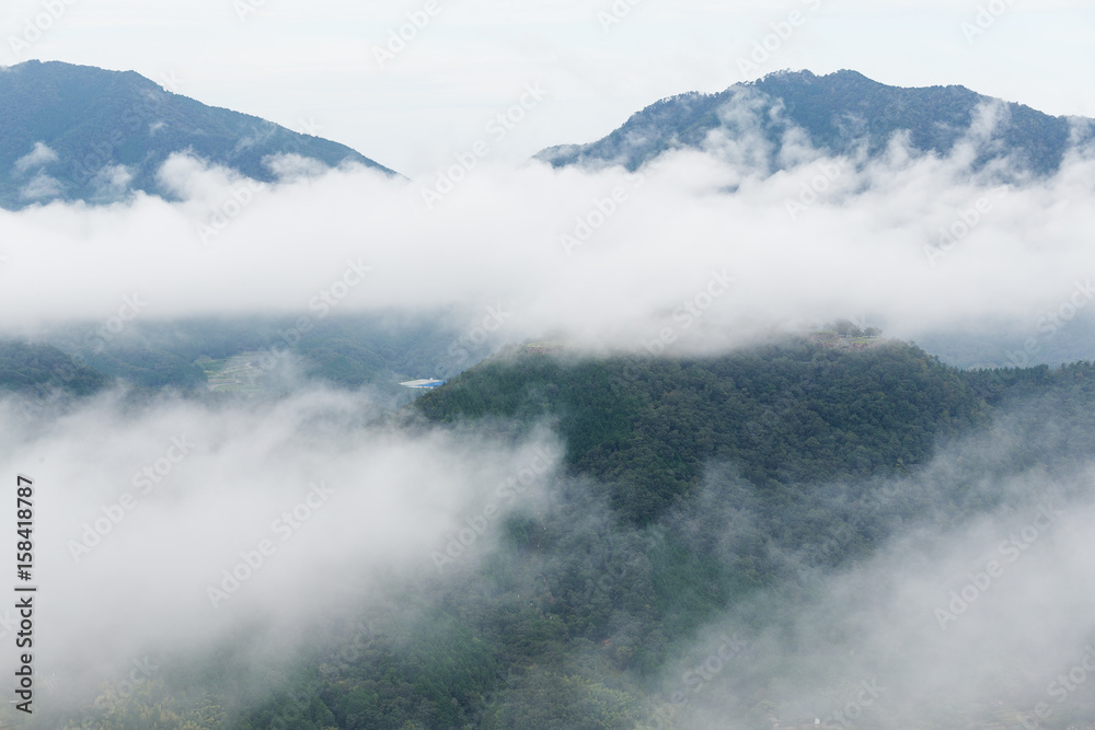 Takeda Castle and Sea of ​​clouds in the mountain