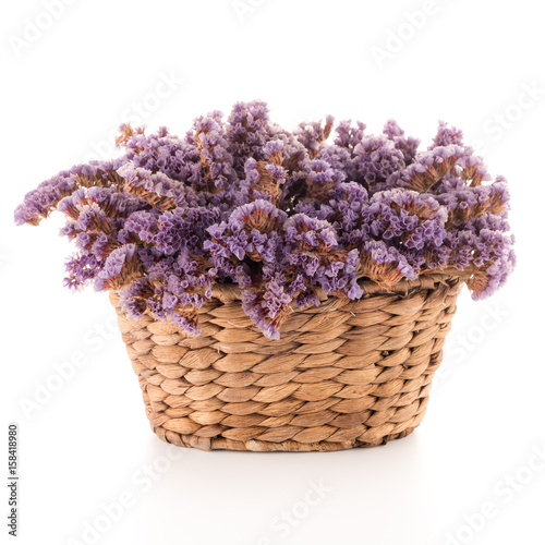 Basket with purple flowers