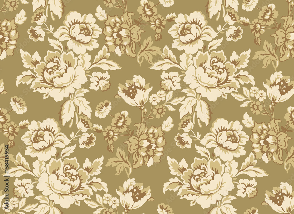 Seamless floral pattern in beige.