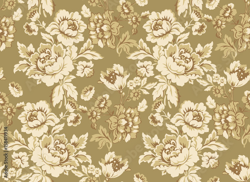 Seamless floral pattern in beige. © Emilia