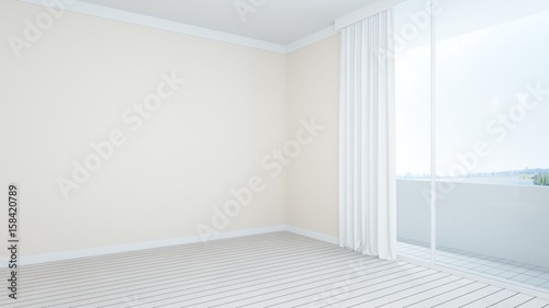 3D Rendering corner interior empty space room and view nature  