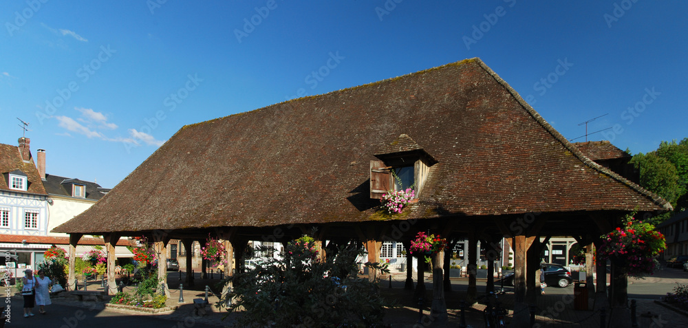 Panorama des halles de Lyons-la-Forêt, Normandie Panorama des halles de Lyons-la-Forêt, Normandie