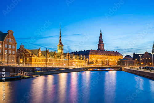 Christiansborg Palace at night in Copenhagen city, Denmark © orpheus26