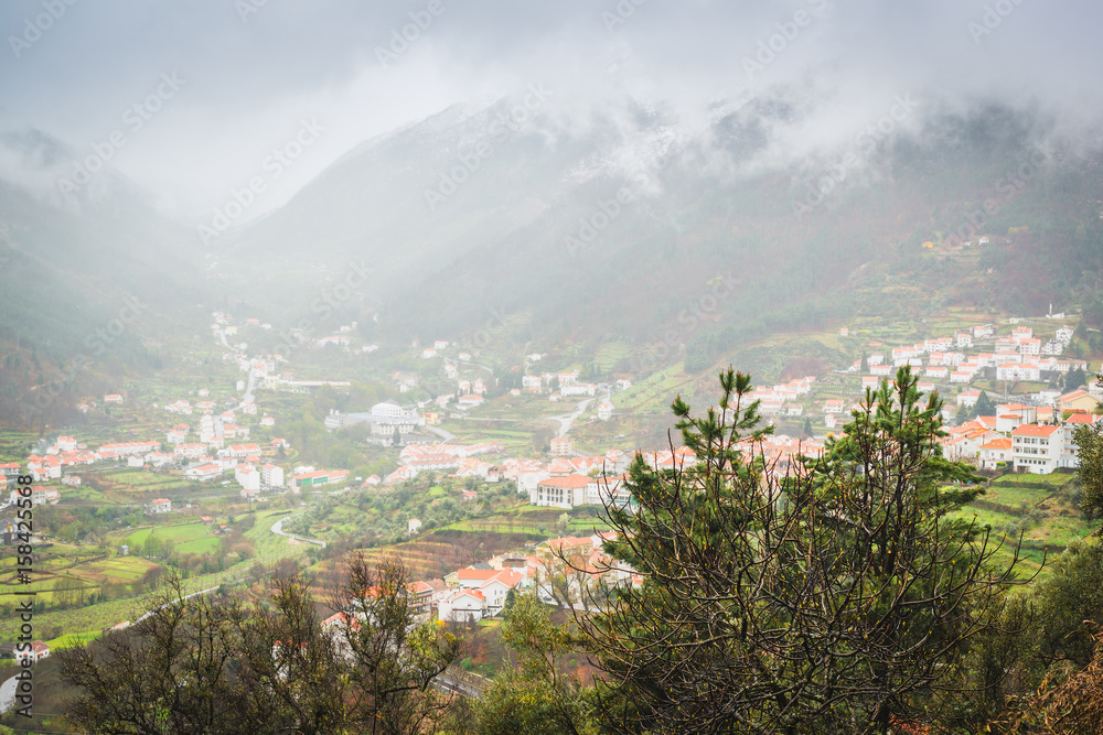 View of Manteigash village in the Serra da Estrela mountains. County of Guarda. Portugal